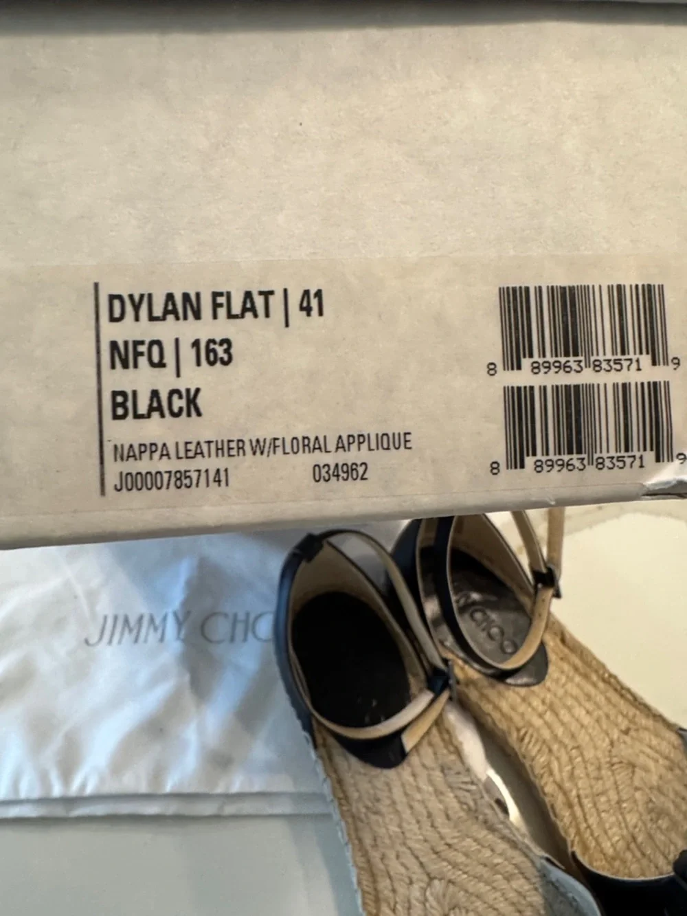 Jimmy Choo Black Leather Floral Espadrille Sandals with Crystal Detail EUR 41